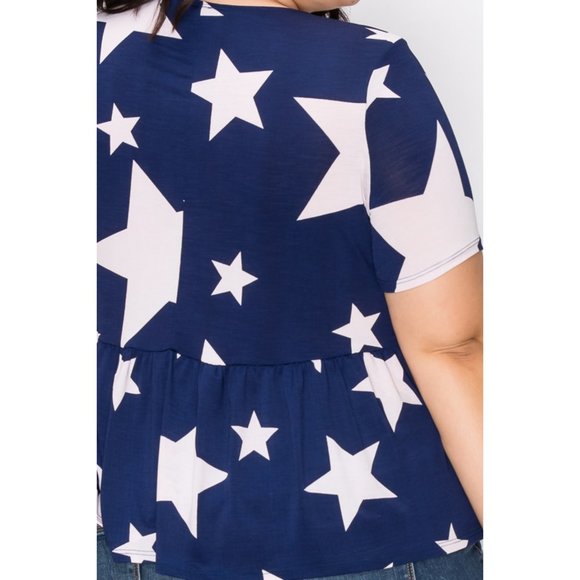 1x-3x Super cute star print hem tunic top - Picture 5 of 9